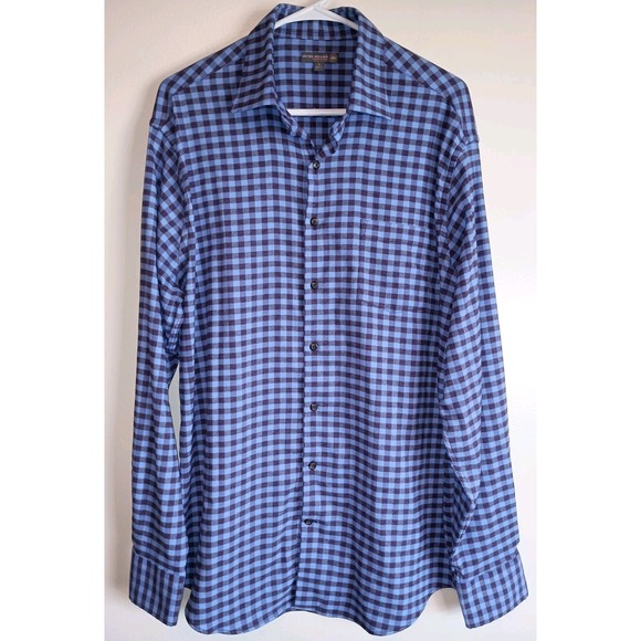Peter Millar Other - Peter Millar Crown Sport Blue & Plum Check Long Sleeve Button Down Shirt Men's L
